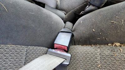 2001-04 F250 Super Duty Passenger Right Front Seat Belt Buckle Receiver Oem Gray