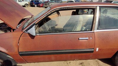 1985 Pontiac Sunbird Front Door LH 2DR Man Wnd Brown 20717780