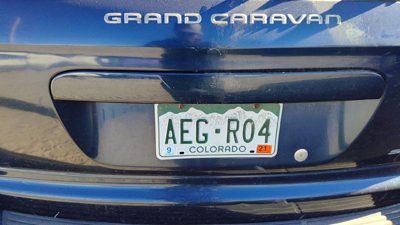 01-07 Dodge Caravan License Plate Trim Surround Panel Oem Tail Trunk Finish Blue