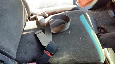 2002-2007 F250 Super Duty Center Seat Belt Assembly Oem Gray