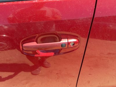 06-09 Prius Driver Left Front Outside Door Handle Smart Key Barcelona Red 3R3