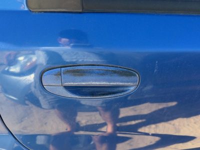 04 Aveo Passenger Right Rear Outside Door Handle Oem Back Hatchback Blue 33U
