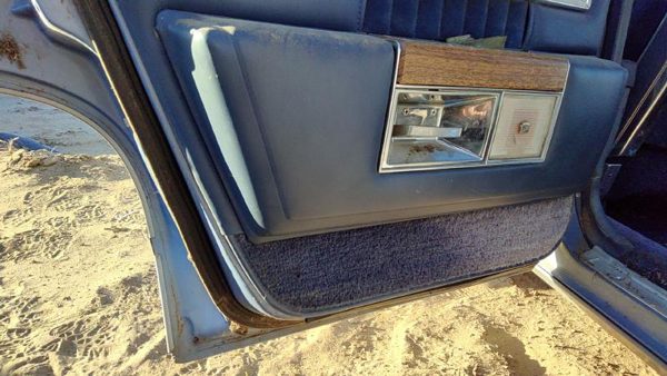 1984 Deville Sedan Driver Left Rear Door Trim Panel With Switches Back Blue — photo 5