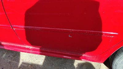06-16 Chevy Impala Driver Left Rear Moulding From Door Back Trim Strip Red 74U