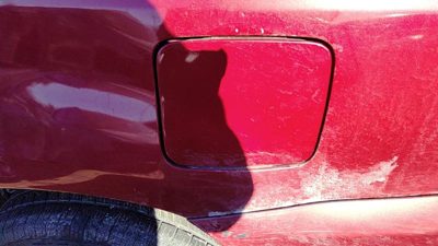 2003-2006 Mitsubishi Outlander Fuel Tank Door With Hinge Gas Lid Oem Filler Red