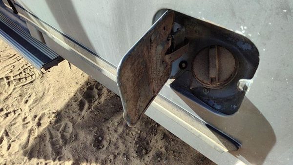 87-91 F250 Pickup Fuel Tank Door With Hinge Gas Lid Oem Filler Gray — photo 5