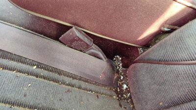 84-89 Olds Ciera Driver Left Front Seat Belt Buckle Receiver Oem Red