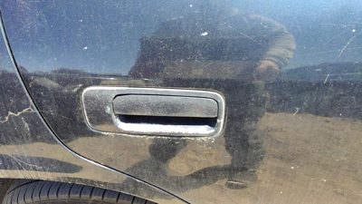 97-01 Toyota Camry Passenger Right Rear Outside Door Handle Oem Back Blue 8L3