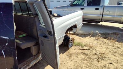 1998-2001 Ram 1500 Driver Left Rear Door Trim Panel With Switches Back Gray